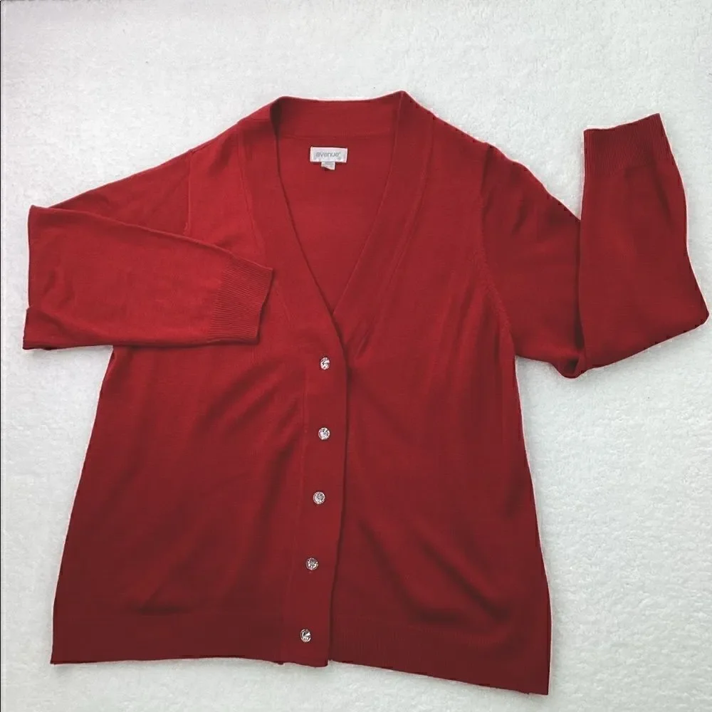 Avenue Red Sweatheart  Cardigan Long Sleeve Sweater Size 18/20